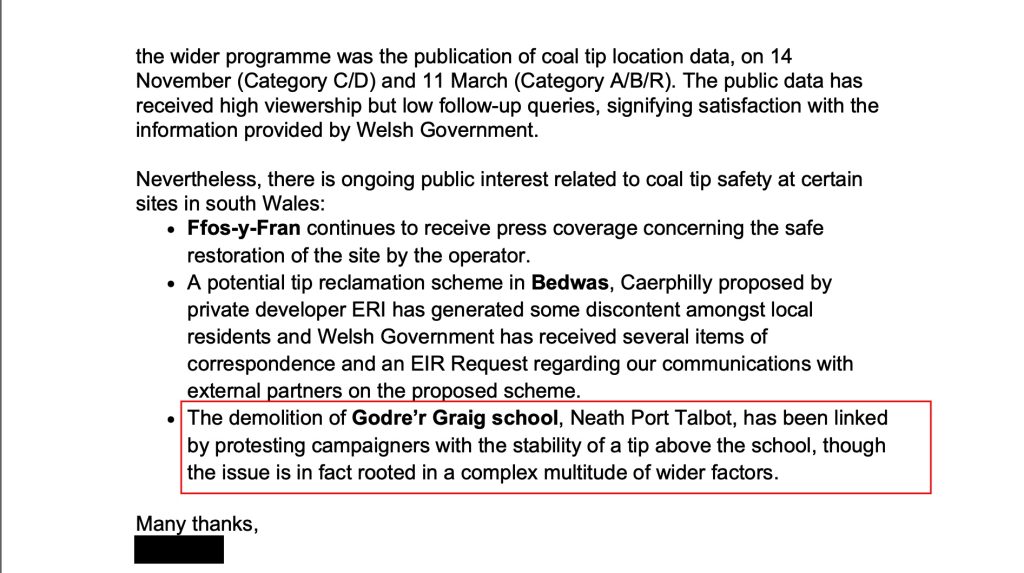 WG internal email RE: For Cabinet